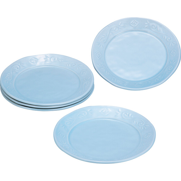 青白磁凛水　唐草紋　７寸皿揃