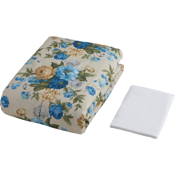 ダウン３０％入り羽根布団（バッグ入り）＆専用カバー　ブルー