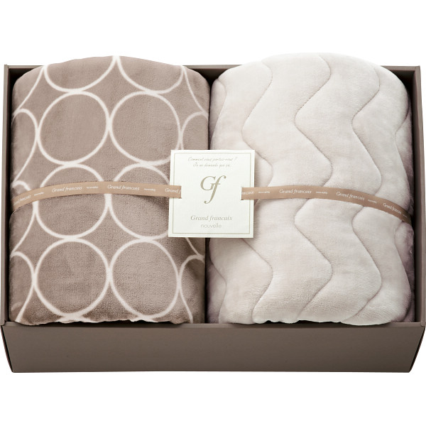 グランフランセヌーベル　ハイソフトタッチマイヤー毛布＆敷パット　グレージュ