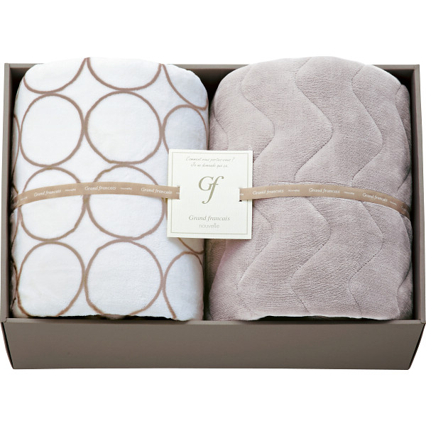 グランフランセヌーベル　ハイソフトタッチマイヤー毛布＆敷パット　アイボリー