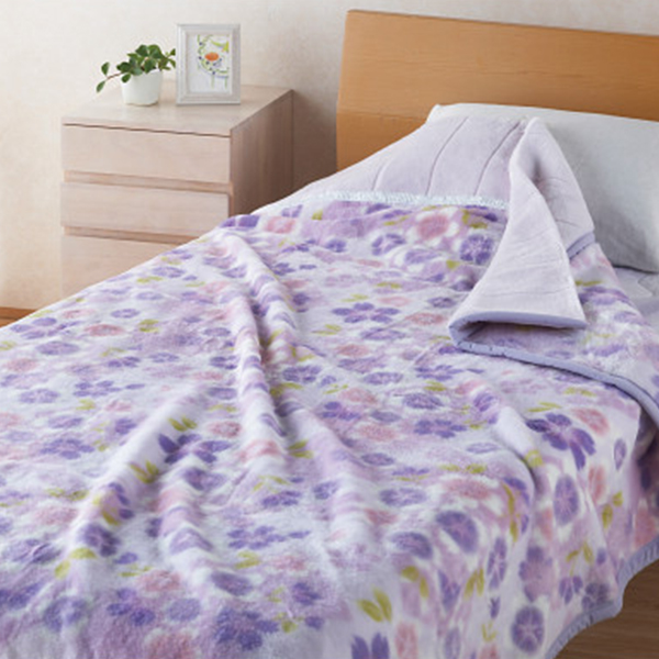 西川　衿付きニューマイヤー毛布　ブルー