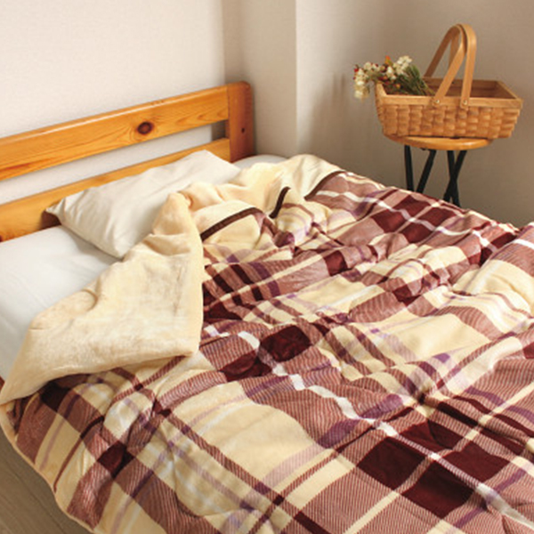 フワーム　あったかフランネルわた入毛布　タータンチェック柄