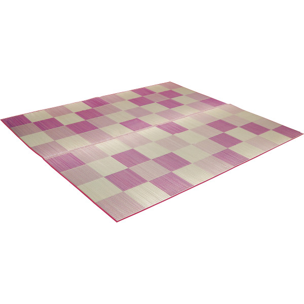 日本製　ＩＧＵＳＡラグ＜ブロック＞　ピンク