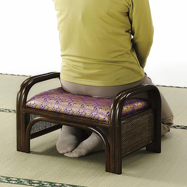 籐金襴座椅子　ロータイプ