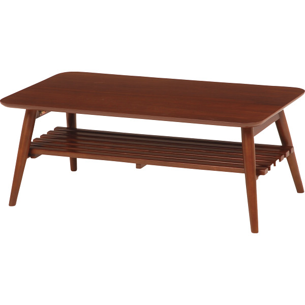 折れ脚テーブル　ブラウン