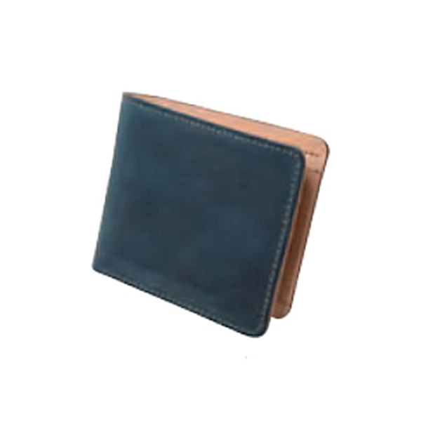 ｍ，ｉ，ｕ，ｏ．ｊ　ヌメ革　二つ折り財布（メンズ）　ブルー