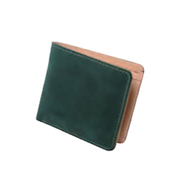 ｍ，ｉ，ｕ，ｏ．ｊ　ヌメ革　二つ折り財布（メンズ）　グリーン