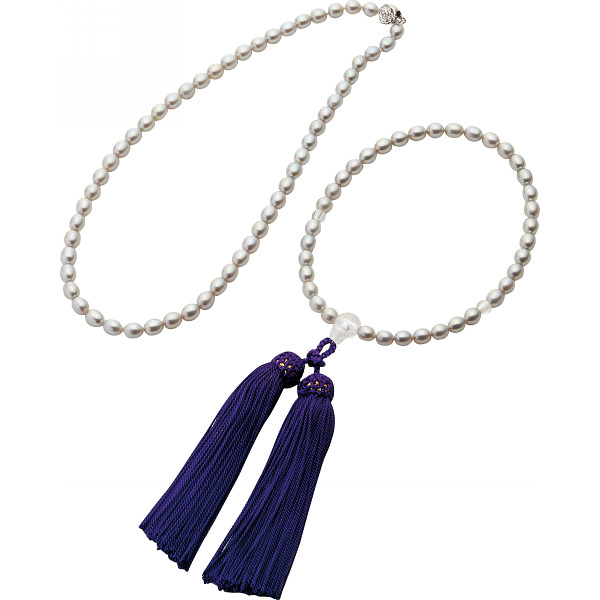 パールネックレス・念珠セット　グレー