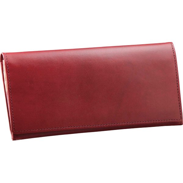 オイルレザーバイカラー長財布　ワイン