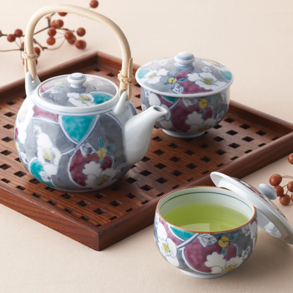伊万里焼　染錦墨牡丹　番茶器揃