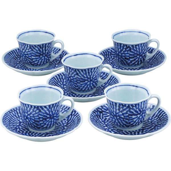 波佐見焼　蛸唐草絵　珈琲碗皿５客揃