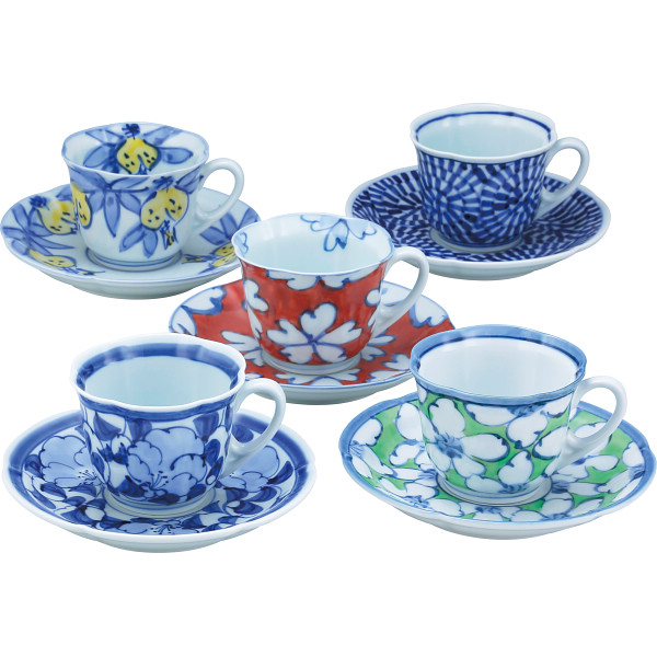 波佐見焼　春秋絵変わり　珈琲碗皿揃