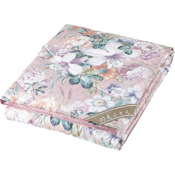 ダウン５０％入り　日本製羽毛肌掛けふとん　ピンク