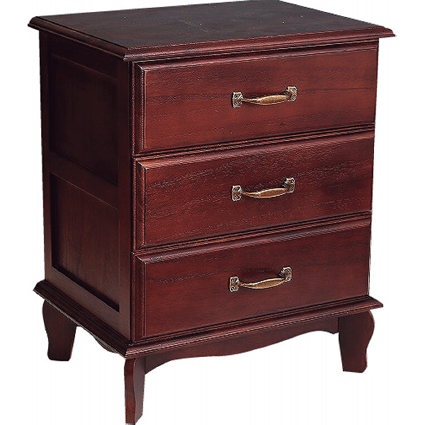 アンティーク風チェスト３段　ブラウン