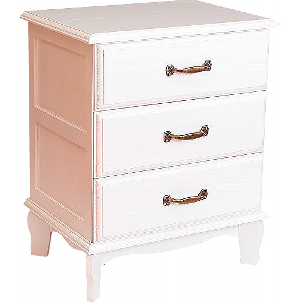 アンティーク風チェスト３段　ホワイト