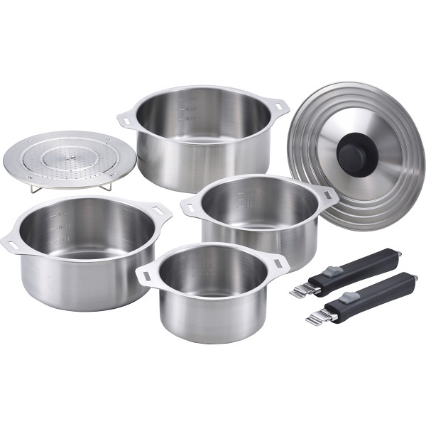 燕三　ハンドル着脱式鍋４点セット（蒸し台付）