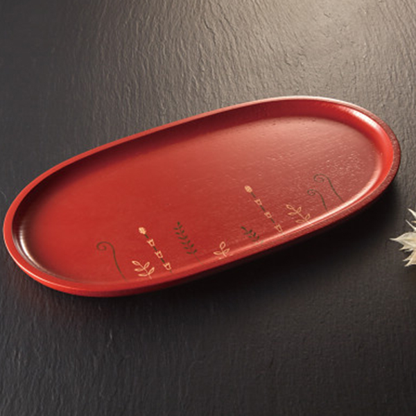 紀州塗　いつものうるし　春小判盆