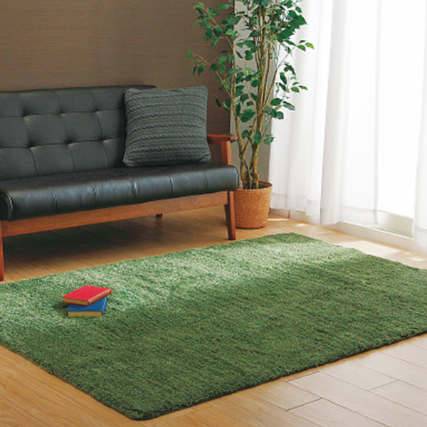 洗えるシャギーラグ　１３０　グリーン