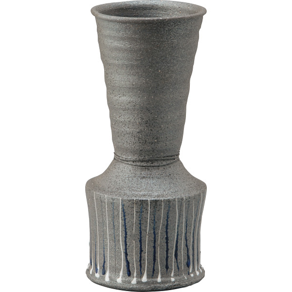 信楽焼　照幸作　花瓶　線