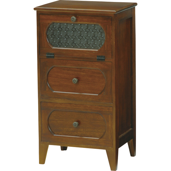 扉収納付きチェスト　ブラウン