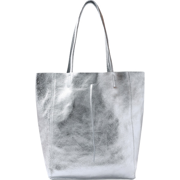 アントネッロマージ　イタリア製牛革トートバッグ　シルバー