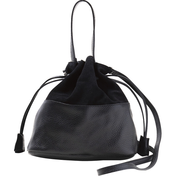 アントネッロマージ　イタリア製２ＷＡＹ巾着バッグ　ブラック