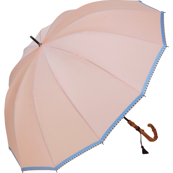 甲州織１２本骨裾織手開き長傘　桃