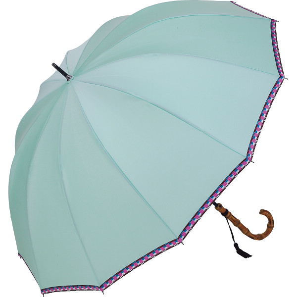 甲州織１２本骨裾織手開き長傘　緑