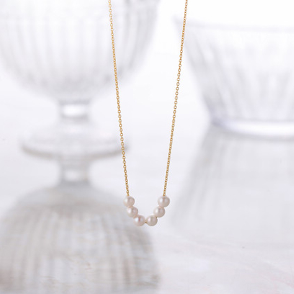 あこや本真珠６珠ラインペンダント　シルバー