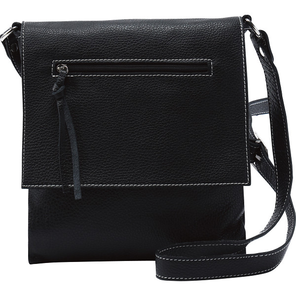 アントネッロマージ　イタリア製フラップレザーメンズショルダーバッグ　ブラック