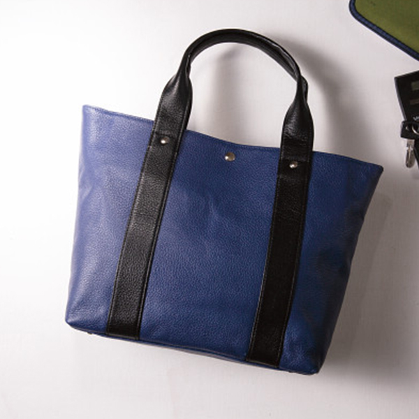 姫路レザー　手提げトートバッグ　ネイビー