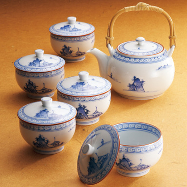 波佐見焼　京山水絵　番茶器揃