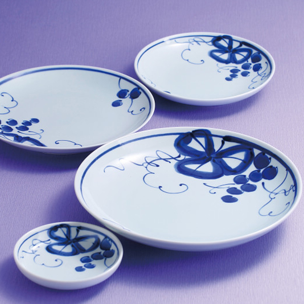 波佐見焼　古染青磁ぶどう絵　ホームセット皿２０客揃