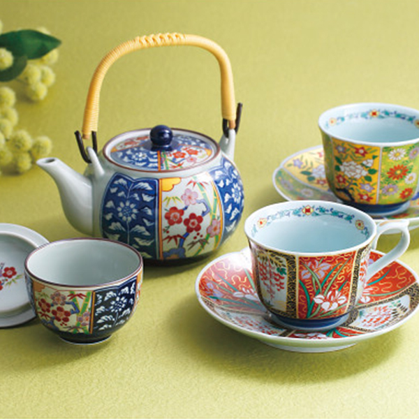 波佐見焼　友禅華絵　珈琲＆土瓶番茶器