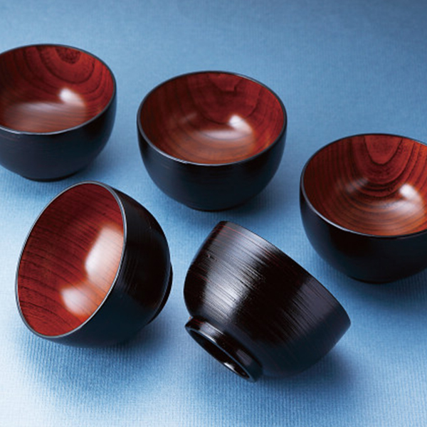 さび漆　はけ目　大椀揃