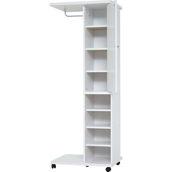 ミラー付ハンガーラック　ホワイト