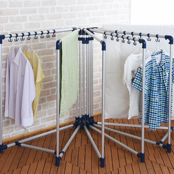 アルミ両端伸縮布団干し６面　ネイビー