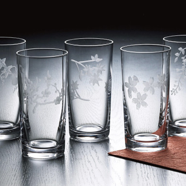 江戸切子　五様文様タンブラーセット