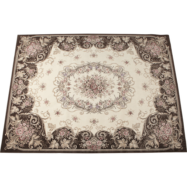 日本製　モケット織ラグ　ブラウン