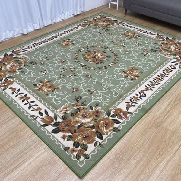 ほこりがでにくい　はっ水ラグ　グリーン