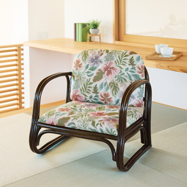 籐ジャカード織便利座椅子ロータイプ