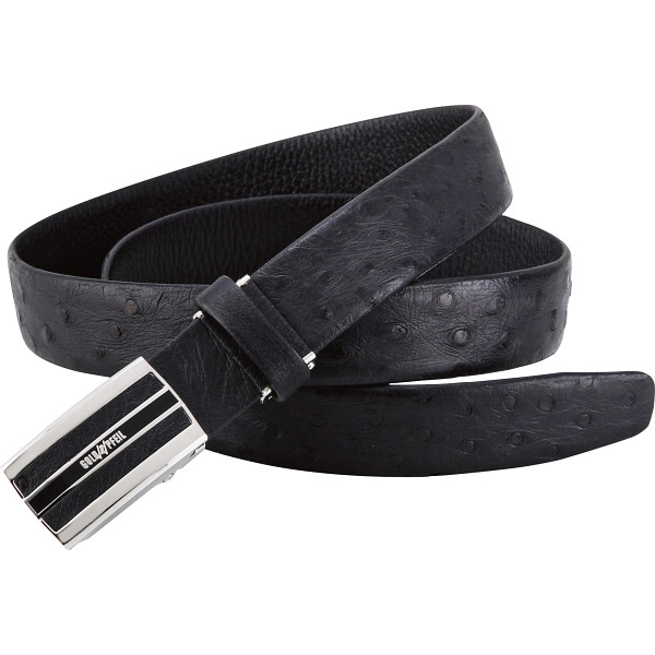 ゴールドファイル　紳士オーストリッチ革ベルト　ブラック