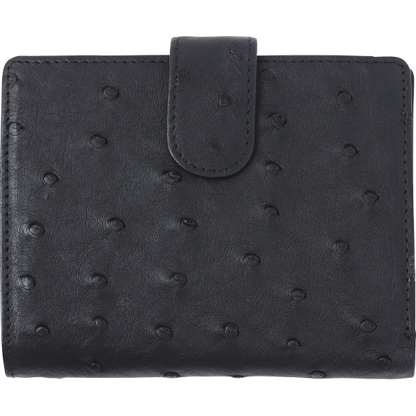 オーストリッチ　ベルト付折財布　ブラック