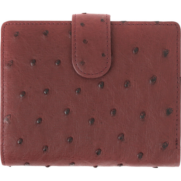 オーストリッチ　ベルト付折財布　ワイン