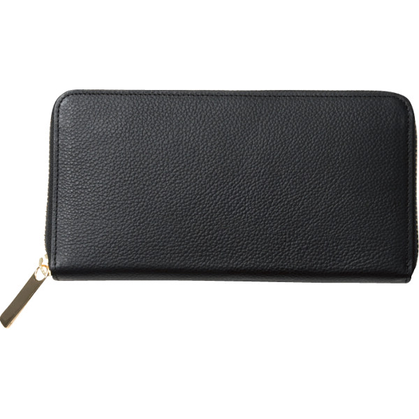 シュリンクレザーラウンド長財布　ブラック