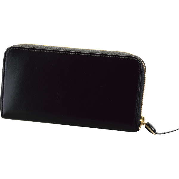 手塗りオイルレザー　ラウンドファスナー長財布　ブラック