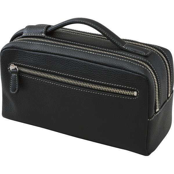 良品工房　日本製牛革ダブルファスナーポーチ