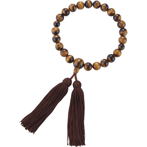 男性用片手念珠　虎目石２２玉共仕立・正頭