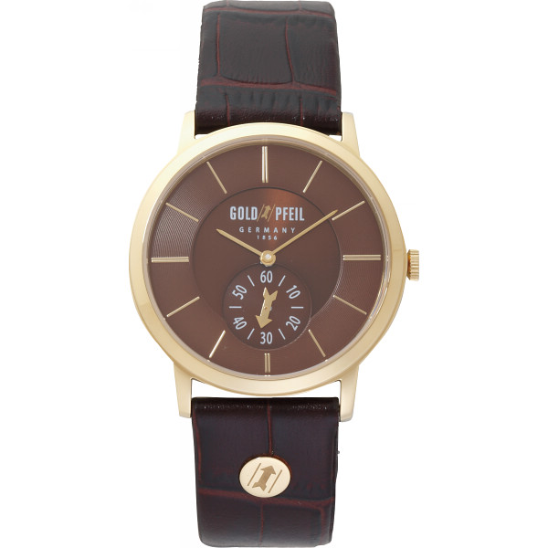 ゴールドファイル　スタイリッシュメンズ腕時計　ダークブラウン