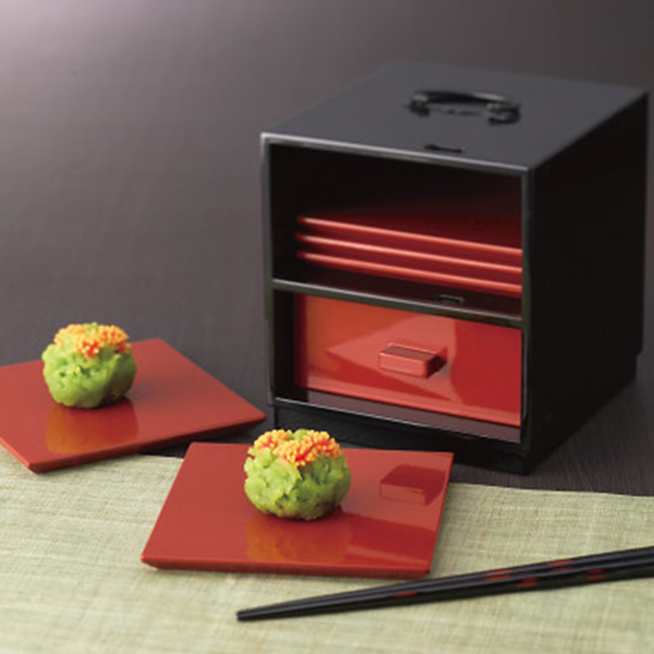 紀州塗　蔵　手提げ菓子器揃　黒と朱